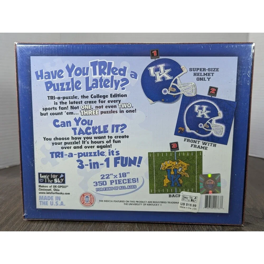 NEW 3 in 1 Tri-a-PUZZLE University Of Kentucky College Edition Licensed Football